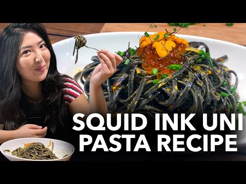 Squid Ink Black Pasta with Uni Sea Urchin Recipe