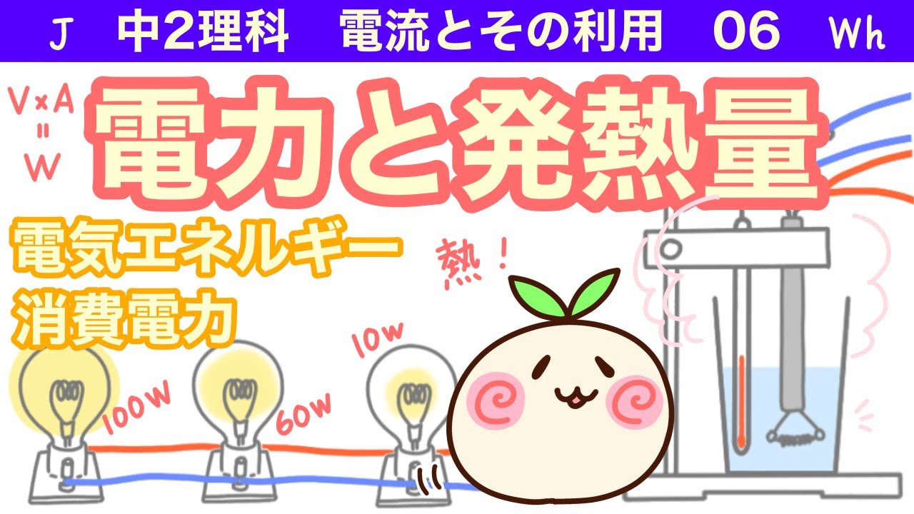 【中2理科p06】電力と発熱量！電流による発熱があって…【消費電力・電力量】