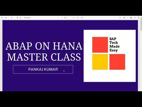 ABAP ON HANA MASTER CLASS | 11th Dec 2022