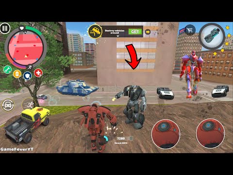 Rope Hero: Vice Town (Robot Ball Fight Car Robot on Hill) Red vs Black  Robot - Android Gameplay HD
