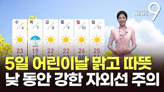 [날씨] 5일 어린이날 맑고 따뜻…낮 동안 강한 자외선 주의 [뉴스9]