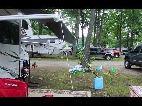 Using the Valterra "Happy Hook" RV Awning Tiedown.