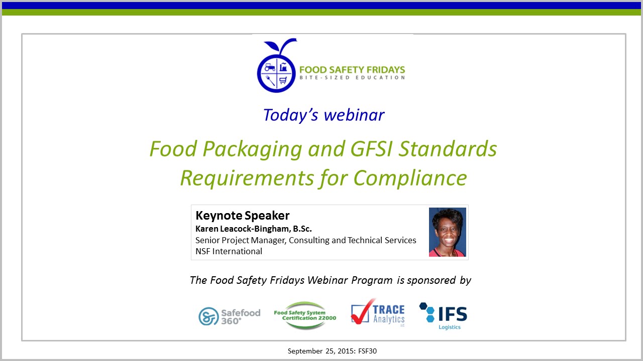 Food Packaging and GFSI Standards - Requirements for Compliance