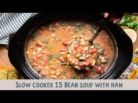 🍲 Slow Cooker 15 Bean Soup with Ham – Hearty & Delicious 🍖