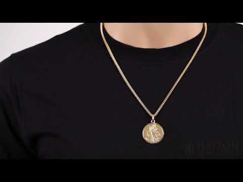 9ct Yellow Gold Single-Sided Round St. Christopher Pendant - 41mm