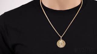 9ct Yellow Gold Single-Sided Round St. Christopher Pendant - 41mm