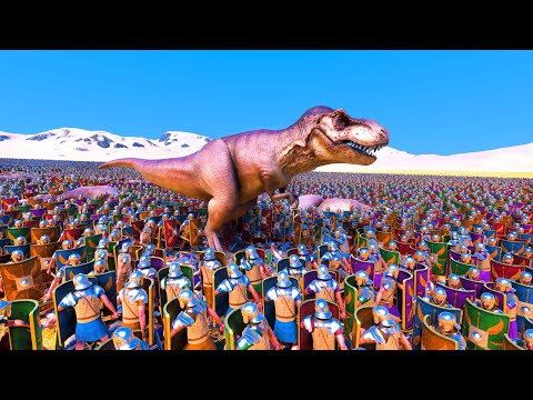 100x T-REX vs 50.000 HEAVY KNIGHTS & SPARTANS - Ultimate Epic Battle Simulator UEBS