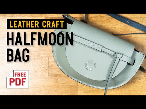 [leather craft]making a half moon bag + PDF pattern