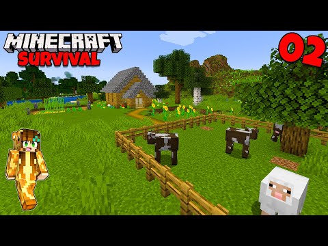 Building a FARM and CAVE exploring in Minecraft Survival 1.18 | Let's Play #2