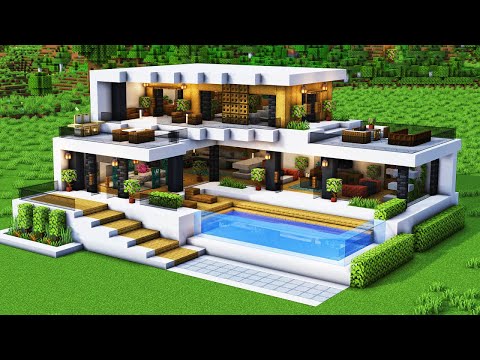 Minecraft große Moderne Villa bauen 1.21 Tutorial - großes Modernes Haus bauen in Minecraft