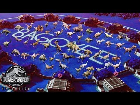 ALL 56 DINOS BATTLE ROYALE (JURASSIC WORLD EVOLUTION)