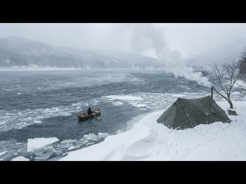 2 Days of Solo Hot Tent Camping by a Cold River | Winter Camping