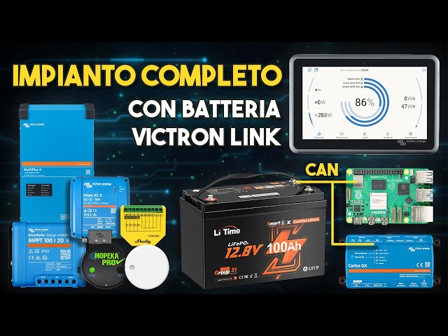 Impianto elettrico Victron Energy + Raspberry con Venus OS Gui-V2 e Batterie con comunicazione CAN