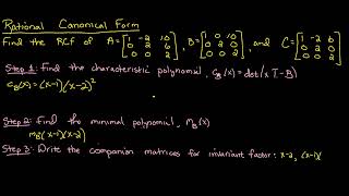 Rational Canonical Form, an example