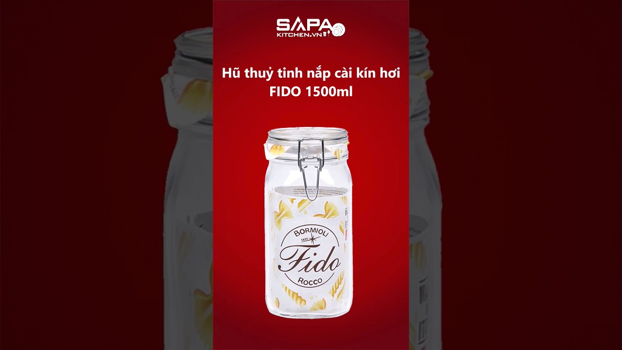 Hũ thủy tinh nắp cài kín hơi Fido 1500ml