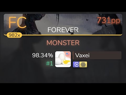 Vaxei | Reol - MONSTER [FOREVER] +HDDT 98.34% {#1 731pp FC} - osu!
