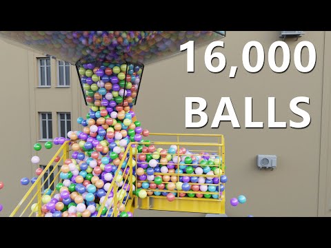 16,000 Bouncy Balls on the stairs | Blender Rigid body simulation【4K】