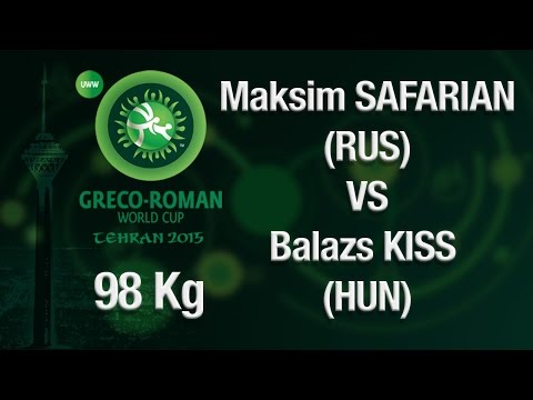 Group B, Round 1 - Greco-Roman Wrestling 98 kg - M. SAFARIAN (RUS) vs B. KISS (HUN) - Tehran 2015