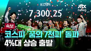 [속보] 코스피 '꿈의 7천피' 돌파...4%대 상승 출발 [이슈PLAY] / JTBC News