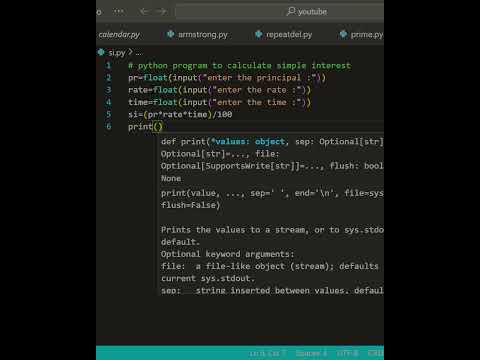 Python Program To Calculate Simple Interest Pythontutorial Pythonprogramming Simpleinterest