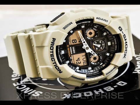 Casio GSHOCK Military Sand GA100SD-8A REVIEW | How To Set Time | LIGHT DISPLAY