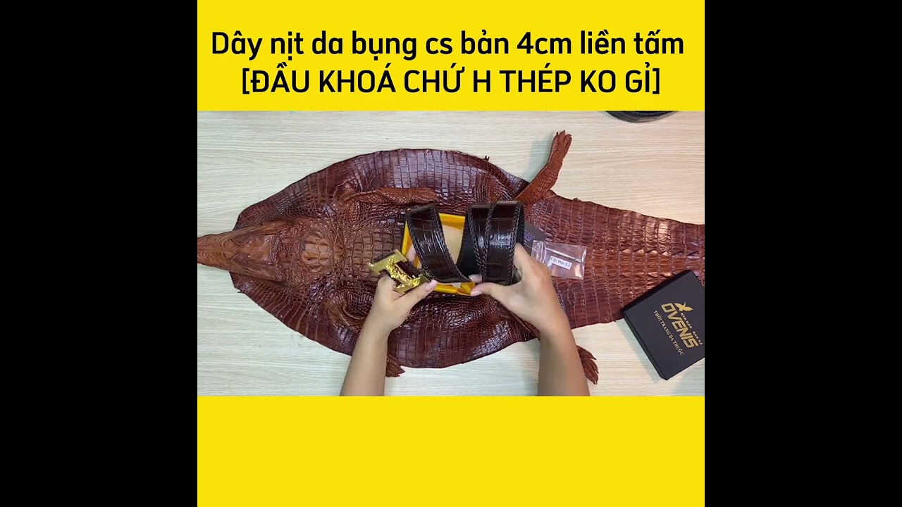 Dây nịt da bụng cá sấu liền tấm 4cm [Đầu Khóa Chữ H Thép Không Gỉ Cao Cấp] H29N1