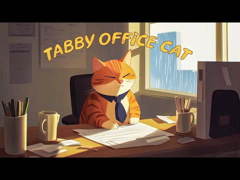 A Rainy Day - A Sleepy Tabby Cat 🌧️ Lofi Work Office - chill lo-fi mix to study & relax