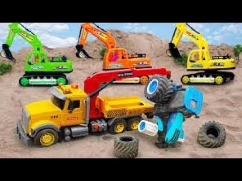 Compilation of excavator dump truck and tractor Playing in the Sand -Toy Car Story#story #cartoon