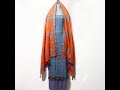 Ass And Orange Cotton Embroidery Work Salwar Kameez For Women