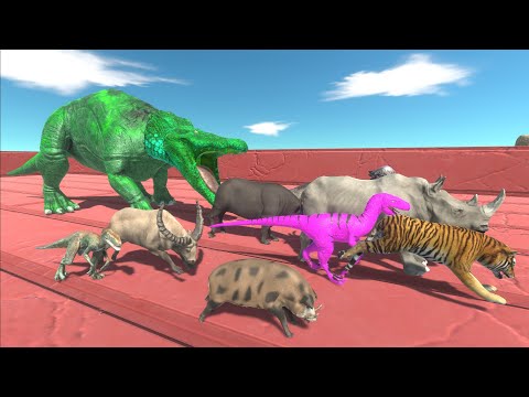 Escape from Purussaurus-Triceratops - Animal Revolt Battle Simulator
