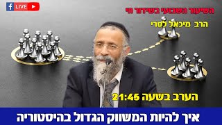 איך להיות המשווק הגדול בהיסטוריה - מהרב מיכאל לסרי - שתפו בשידור חי (הרב מיכאל לסרי) - התמונה מוצגת ישירות מתוך אתר האינטרנט יוטיוב. זכויות היוצרים בתמונה שייכות ליוצרה. קישור קרדיט למקור התוכן נמצא בתוך דף הסרטון