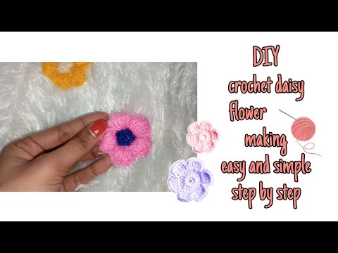 crochet daisy flower 🌼 || woolen flower making #diyprojects #crochet