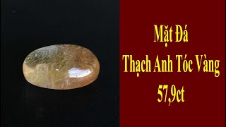 Mặt đá thạch anh tóc vàng tự nhiên size lớn 57.9ct, mặt dây chuyền, lắc tay