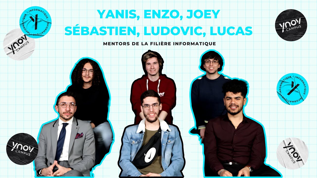 Yanis, Enzo, Joey, Sébastien, Ludovic et Lucas mentors informatique