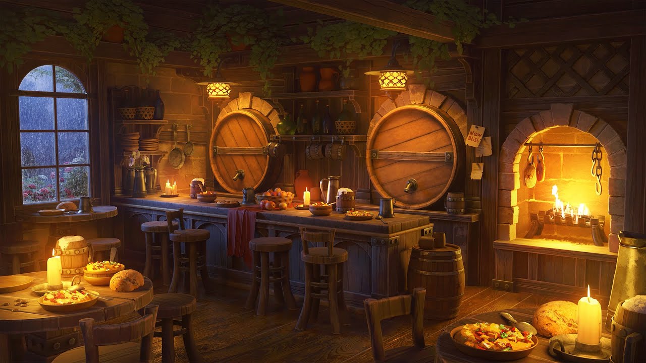 Medieval Tavern Ambience | Plates and Glasses Clanking, Light Voices, DnD Traditional Music