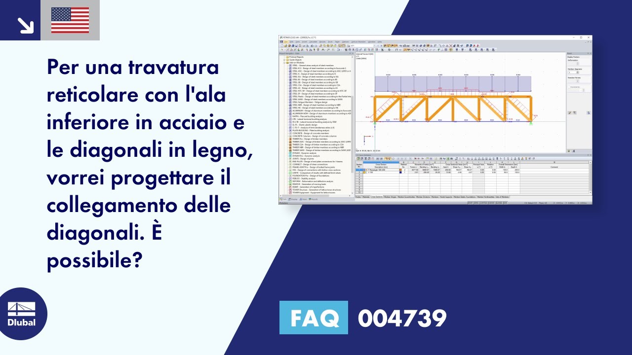 [IT] FAQ 004739 | Per una travatura reticolare con l&#39;ala inferiore in acciaio e le diagonali in legno, vorrei progettare...