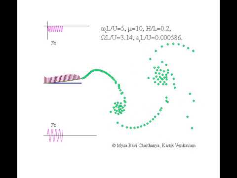 Unsteady potential flow simulations of a flexible flat beam in heaving motion.