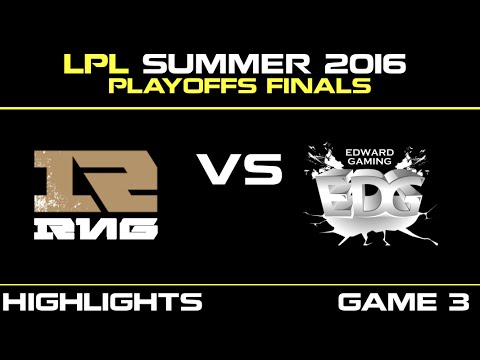 RNG vs EDG Game 3 Highlights Tencent LPL Summer Playoffs FINALS 2016  Royal Never Give Up vs Edward