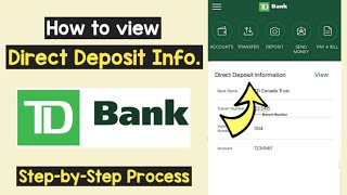 Find Direct Deposit Information TD Bank | Access Direct Deposit Information TD app Online Canada