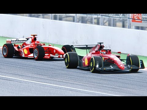 Ferrari F1 2022 F1-75 vs Ferrari F1 2004 Slick Tyres at Barcelona GP