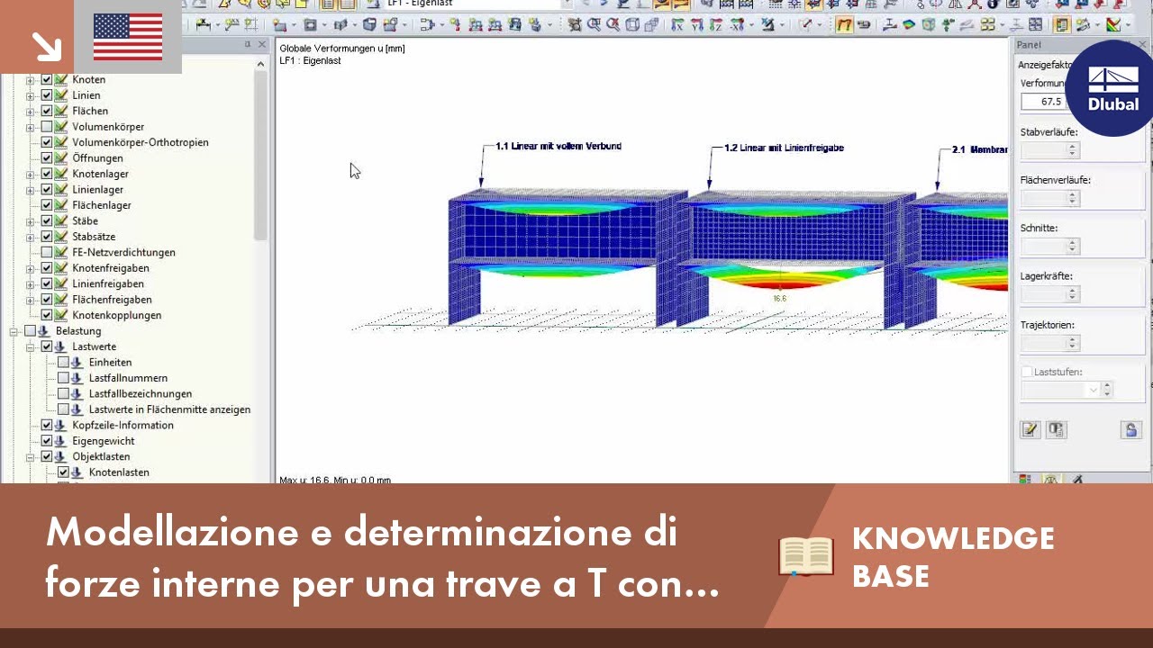 KB 001598 | Modellazione e determinazione delle forze interne per una trave a T con sovrastante ...