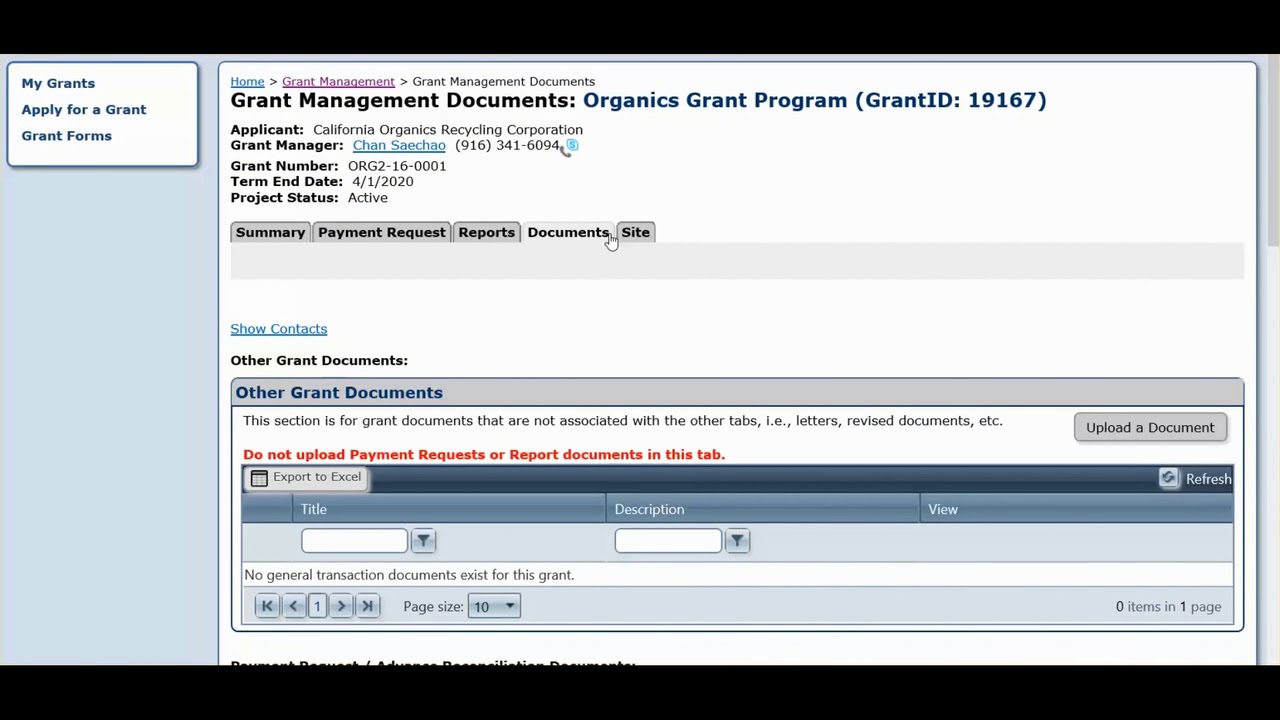 GMS Upload Grant Management Documents Tutorial