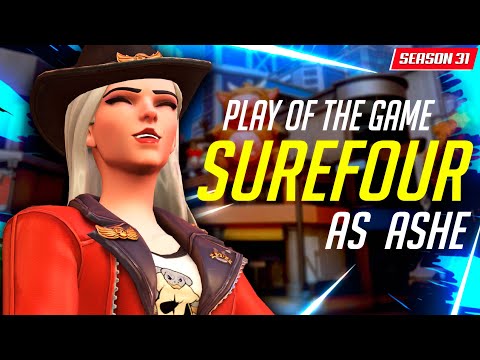 Surefour Hitscan Main - Ashe gameplay! POTG! [ Overwatch Season 31 Top 500 ]