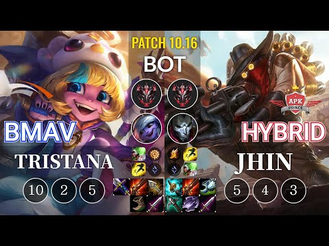 HLE Bmav Tristana vs APK HyBrid Jhin Bot - KR Patch 10.16