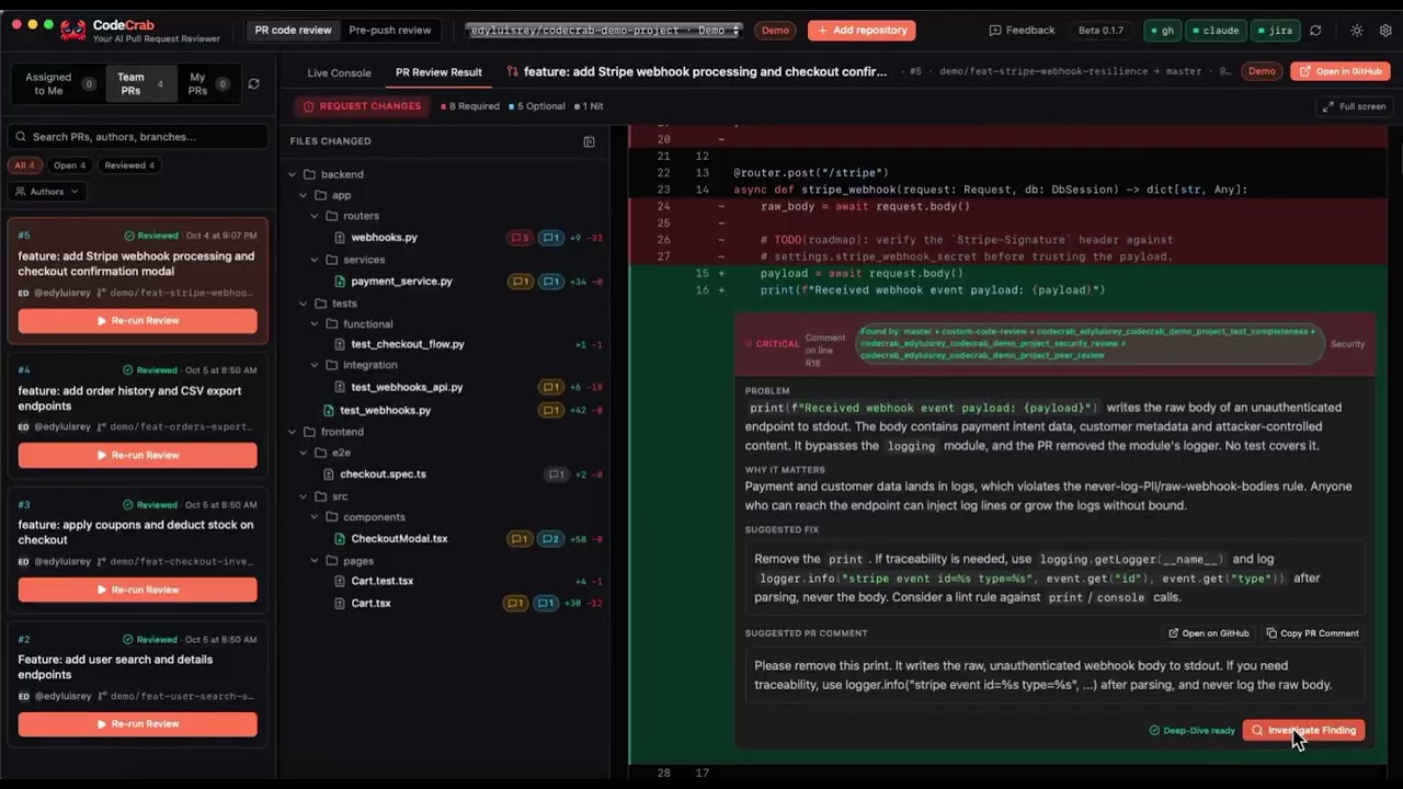 CodeCrab demo video
