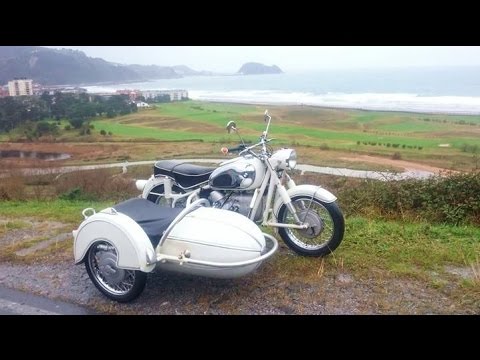BMW R69S SIDECAR blanca y otra negra. Prueba en carretera