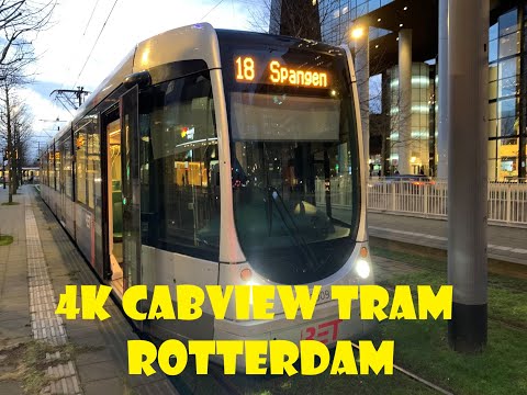 4K Cabview Tram Rotterdam| Special Line 18 to Spangen | Alstom Citadis