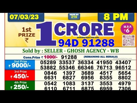 Nagaland state lottery live 8.00pm  7/3/23 | lottery result