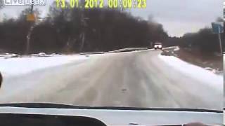 preview picture of video 'Ice Road Fatality Truck vs car.'