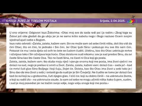 IV. korizmeni tjedan – srijeda (Iv 5,17-30)